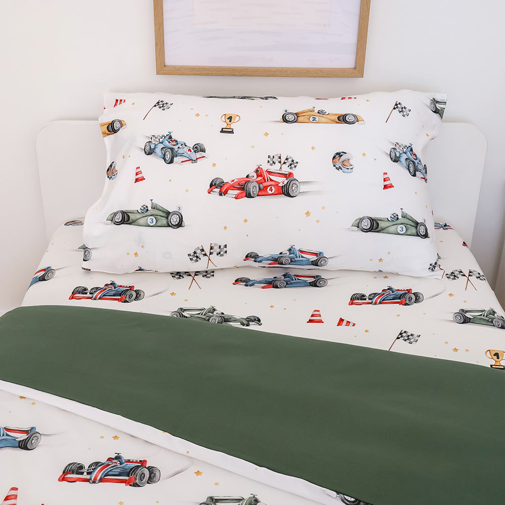 Little Racers Organic Cotton Single Pillowcase - View 2