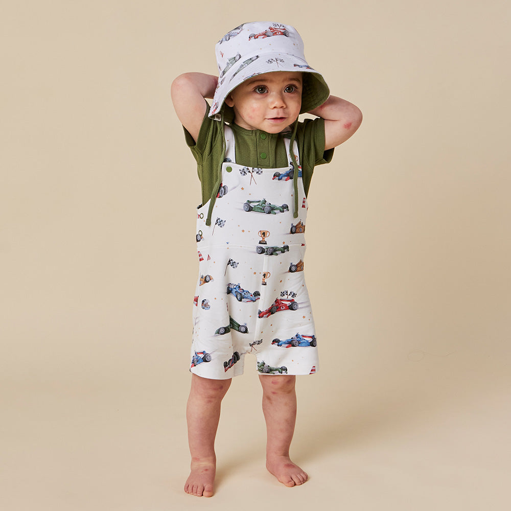 Little Racers Organic Snuggle Overall Shorts - View 5