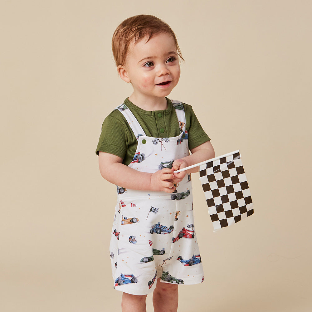 Little Racers Organic Snuggle Overall Shorts - View 8