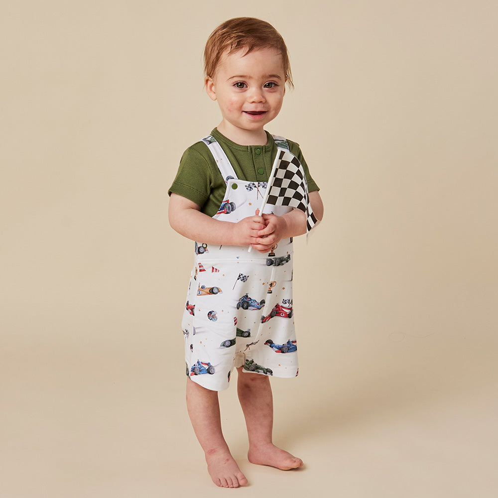 Little Racers Organic Snuggle Overall Shorts - View 13
