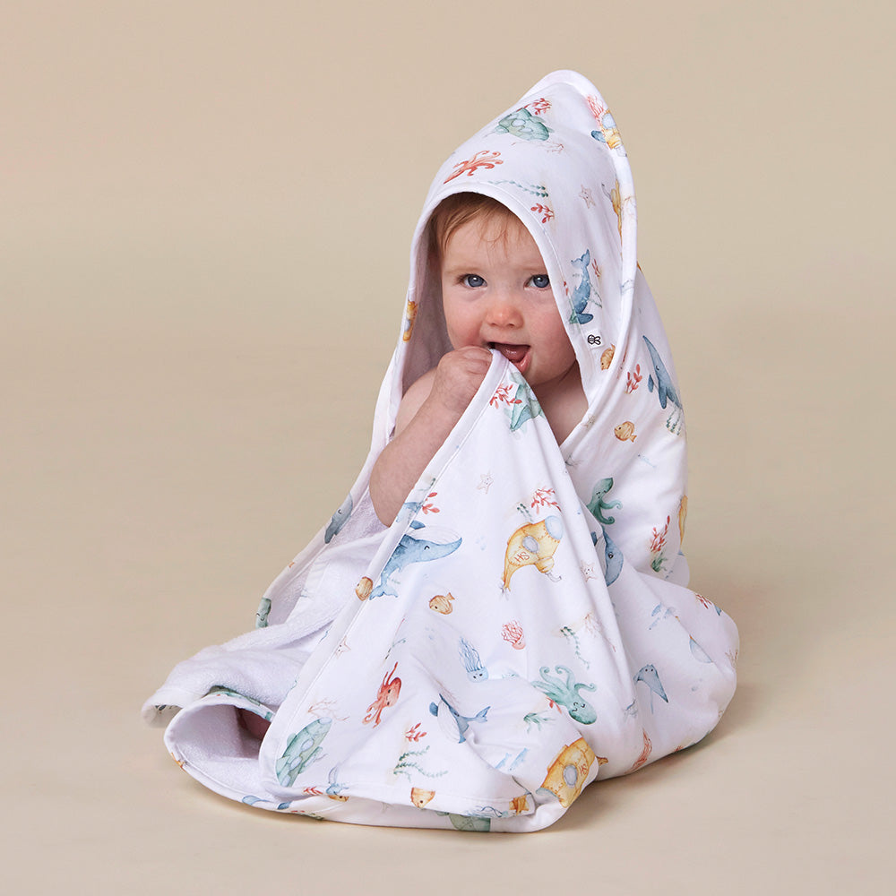 Little Subs Organic Hooded Baby Towel - View 1