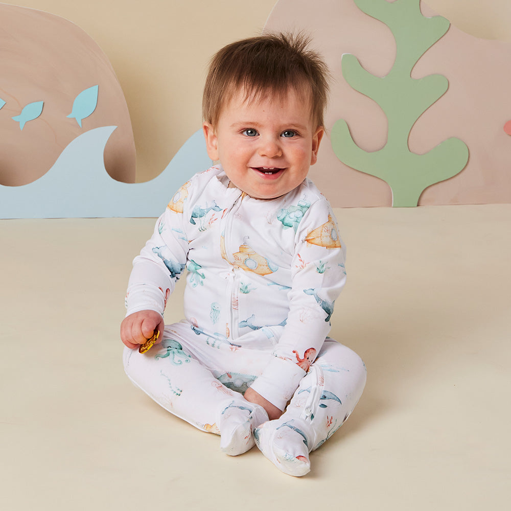 Little Subs Organic Snuggle Sleepsuit Zip Footie - View 3