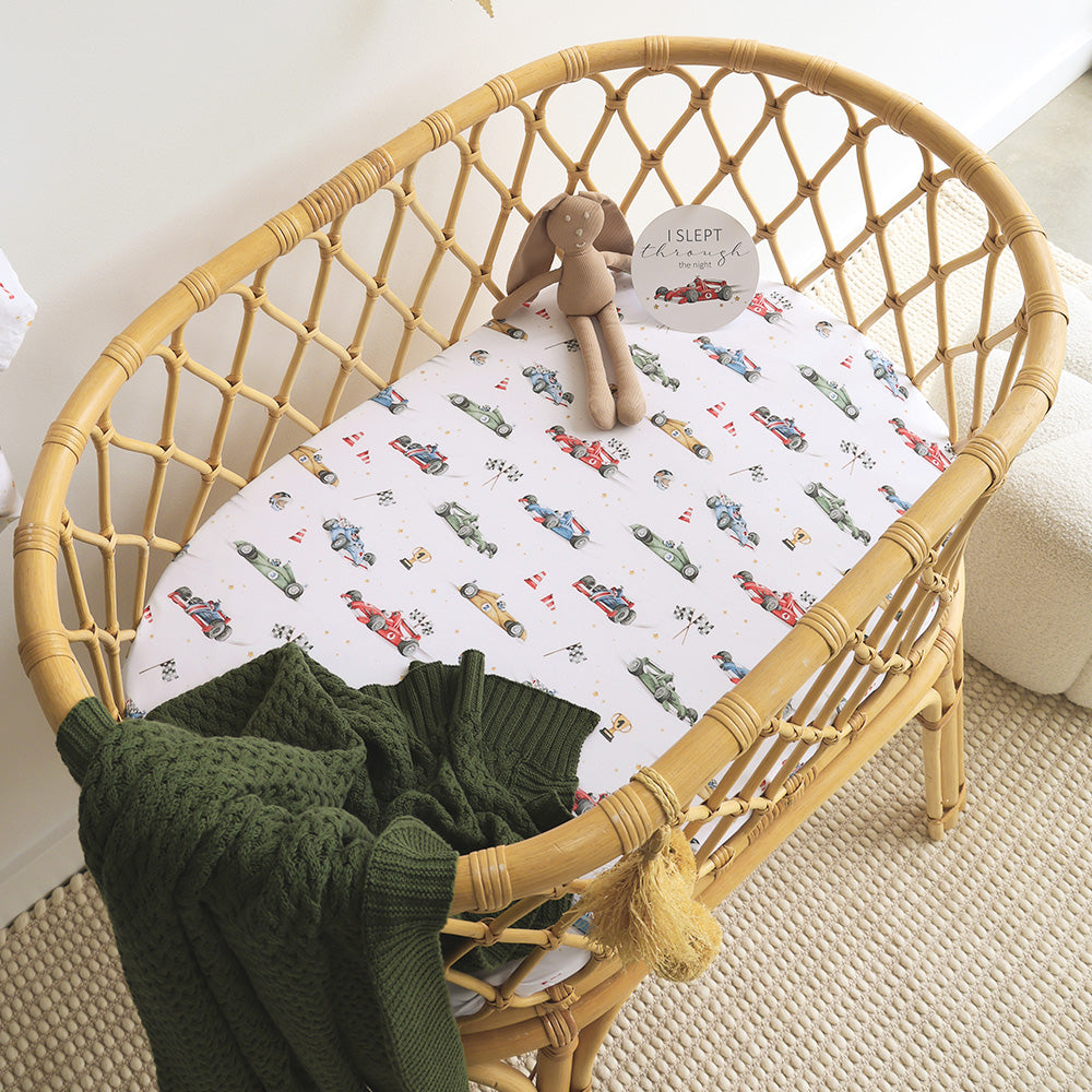 Little Racers Organic Bassinet Sheet / Change Pad Cover - View 1