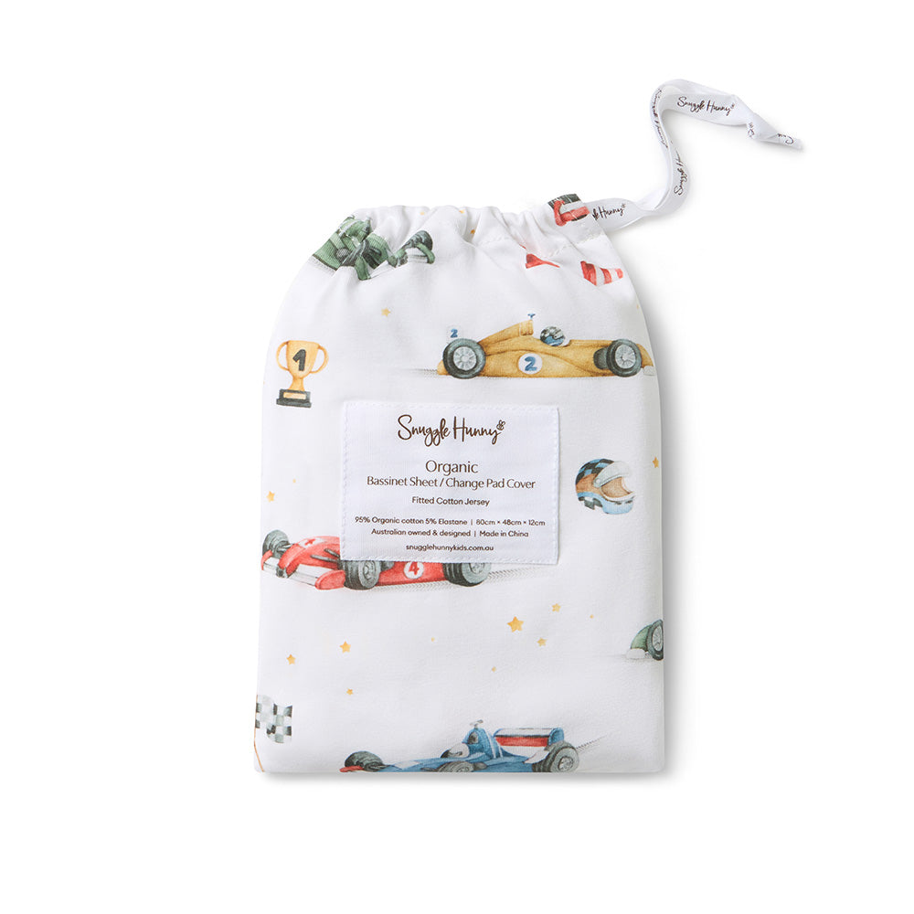 Little Racers Organic Bassinet Sheet / Change Pad Cover - View 6