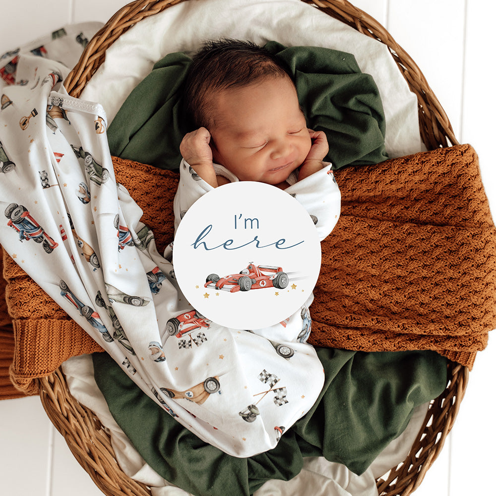 Little Racers Organic Jersey Wrap & Beanie Set - View 7