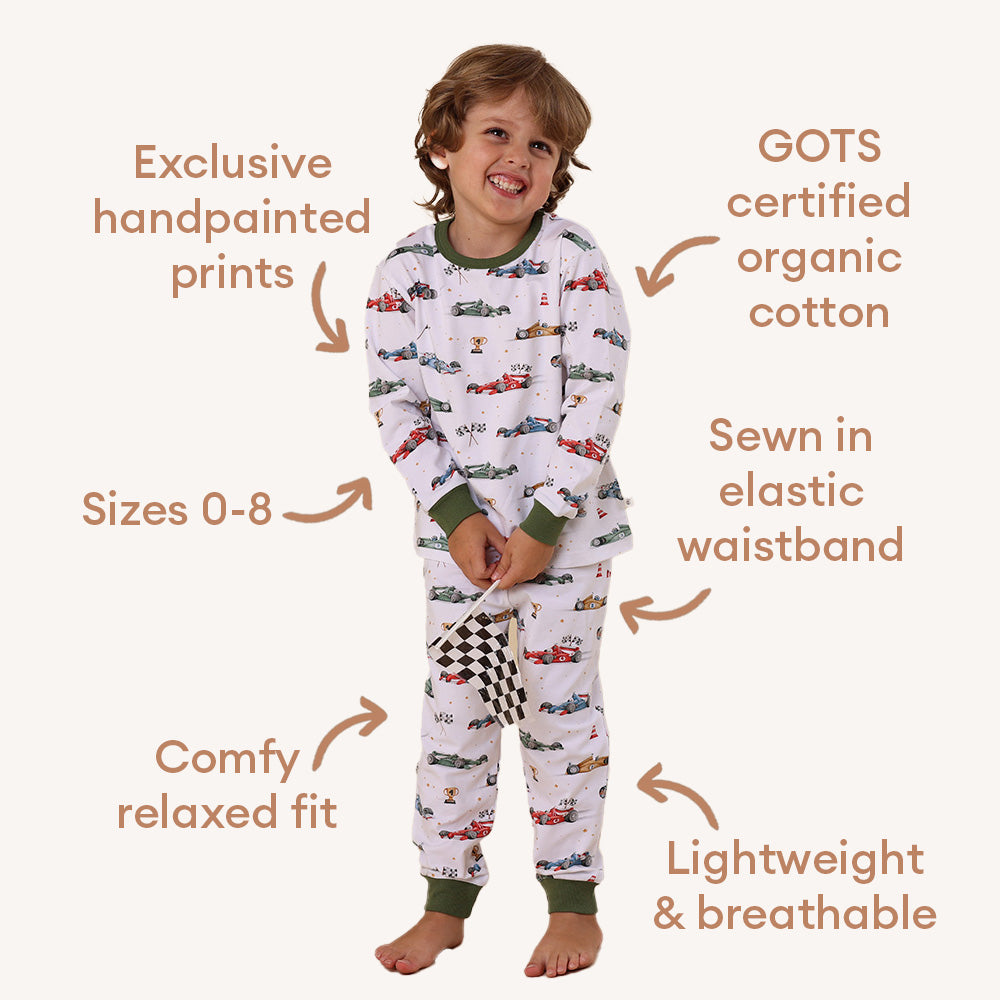 Little Racers Organic Kids Long Sleeve PJ Set - View 5