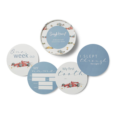 Little Racers & Indigo Reversible Milestone Cards | Snuggle Hunny