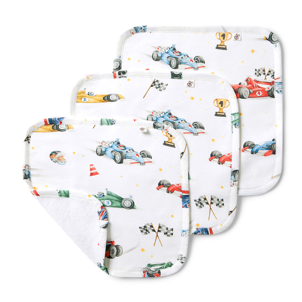 Little Racers Organic Wash Cloths - 3 Pack - View 1