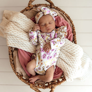 Isla Long Sleeve Organic Bodysuit with Frill | Snuggle Hunny