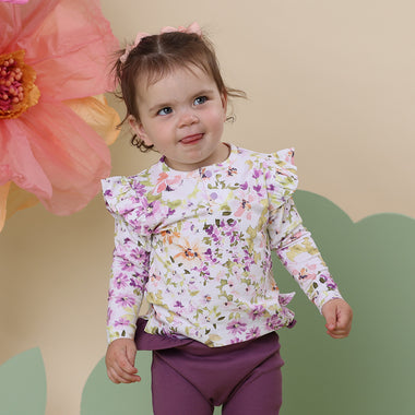 Isla Organic Long Sleeve Top with Frill | Snuggle Hunny