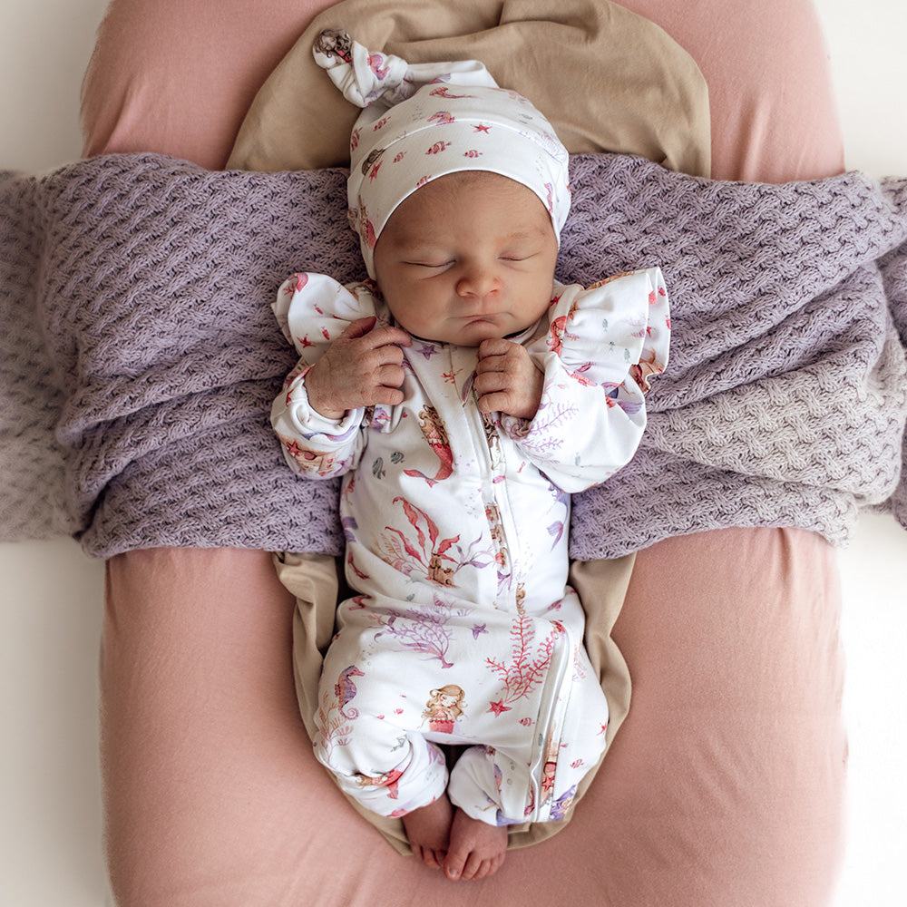 Mermaid Organic Snugglesuit Convertible Romper with Frill - View 6