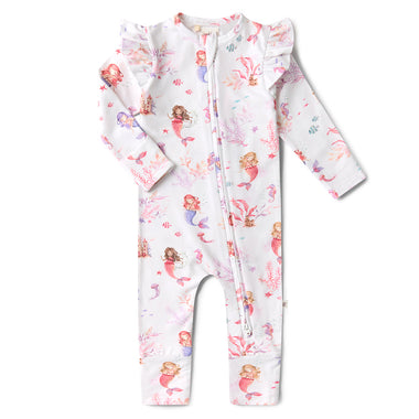 Mermaid Organic Snugglesuit Convertible Romper with Frill | Snuggle Hunny