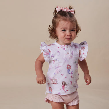Mermaid Organic Short Sleeve Top with Frill | Snuggle Hunny