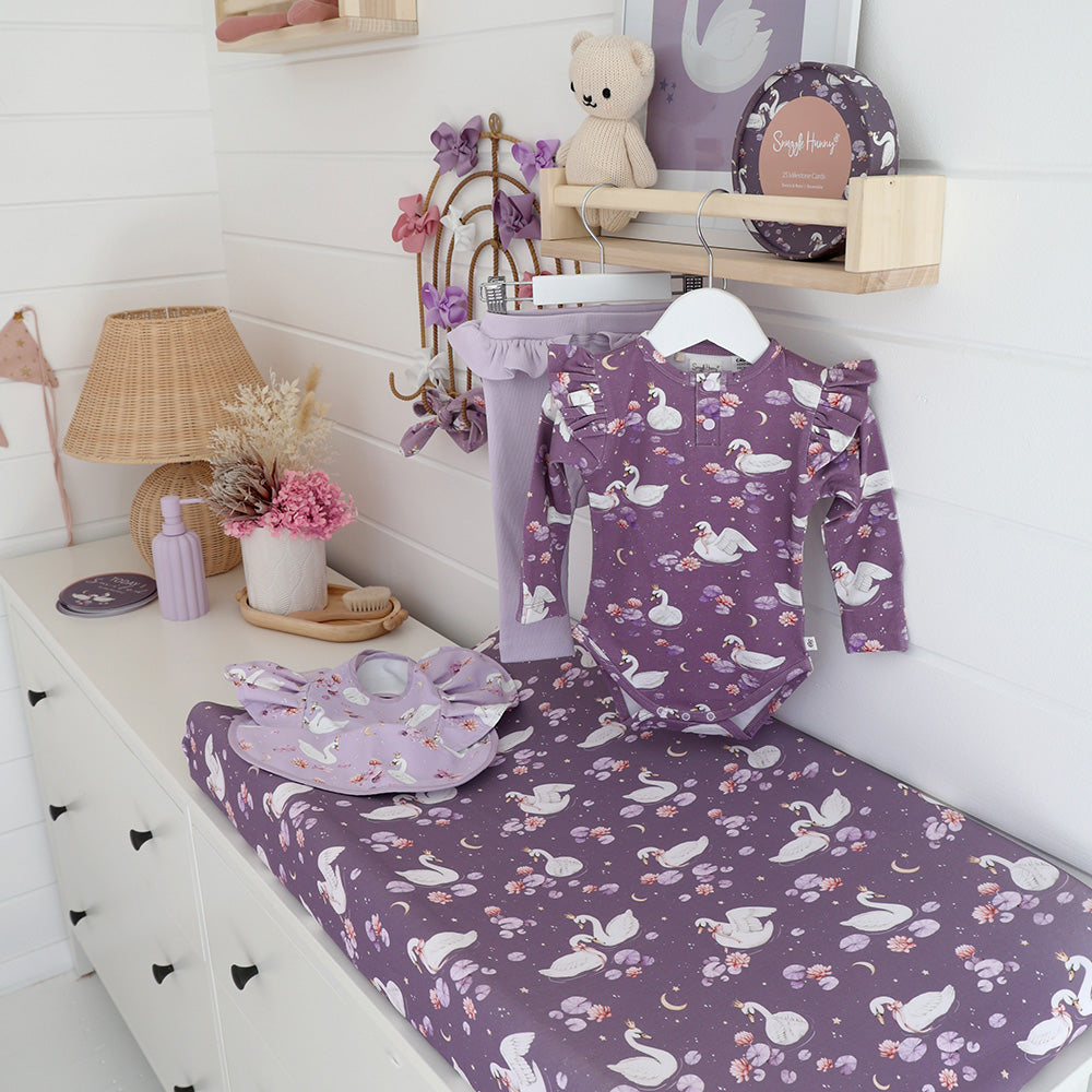 Midnight Swan Organic Bassinet Sheet / Change Pad Cover - View 3