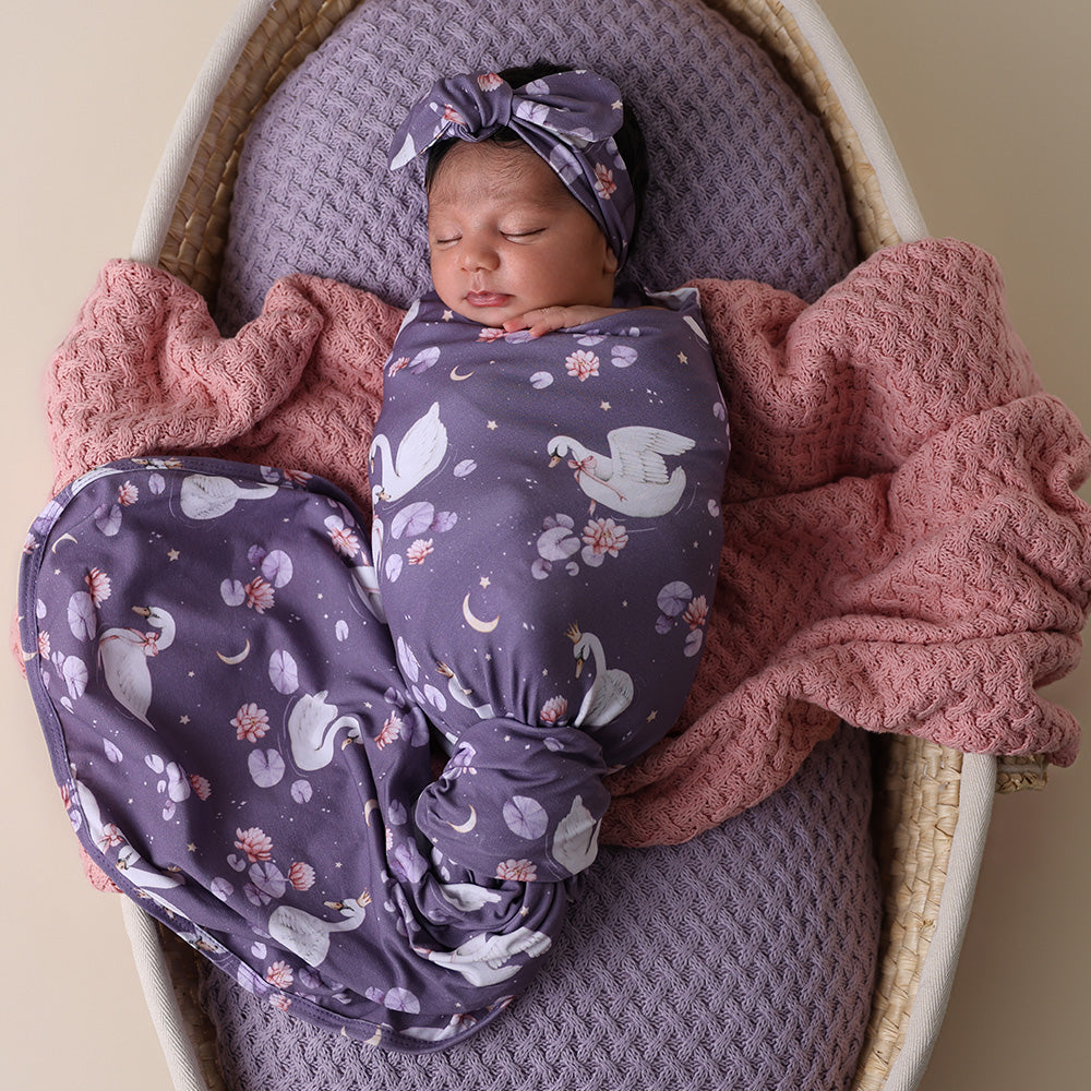 Midnight Swan Organic Jersey Wrap & Topknot Set - View 5