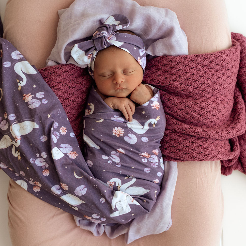 Midnight Swan Organic Jersey Wrap & Topknot Set - View 3