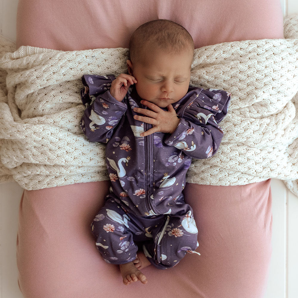 Midnight Swan Organic Snugglesuit Convertible Romper with Frill - View 12