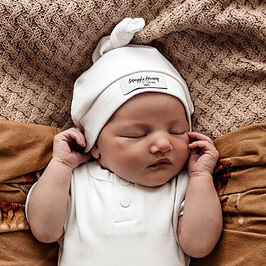 Milk Ribbed Organic Knotted Beanie-Snuggle Hunny