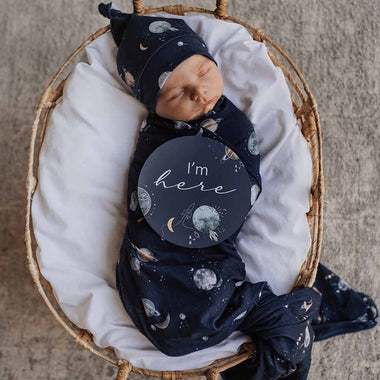 Milky Way Baby Jersey Wrap & Beanie Set-Snuggle Hunny