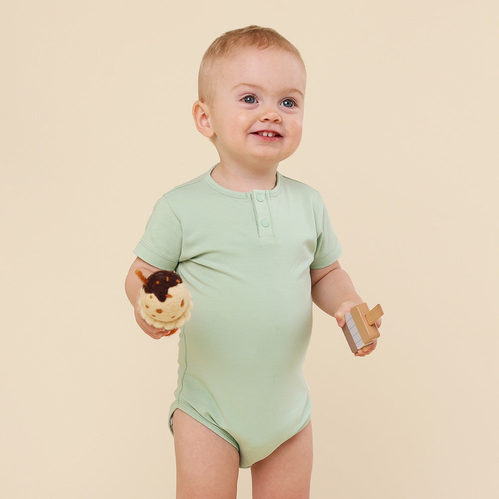 Mint Short Sleeve Organic Bodysuit - View 3