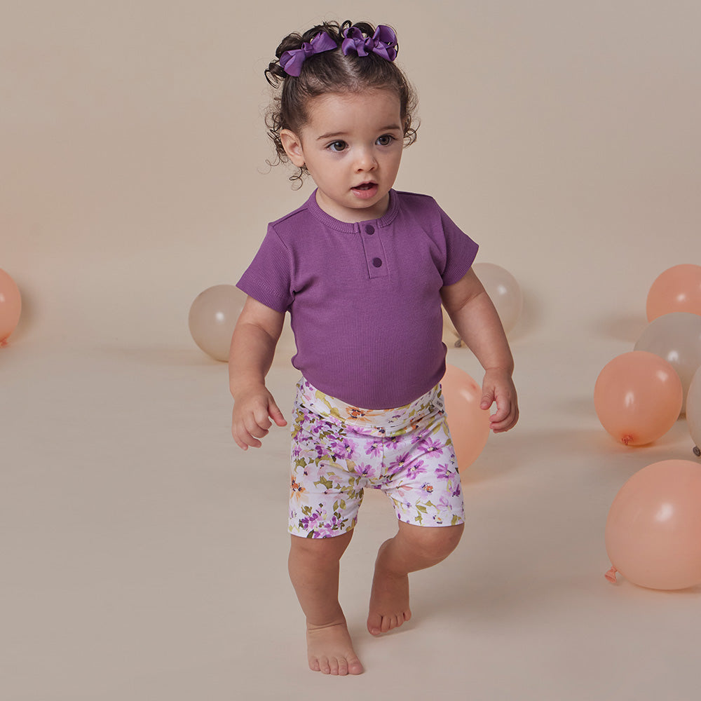 Mulberry Rib Short Sleeve Organic Bodysuit - View 3