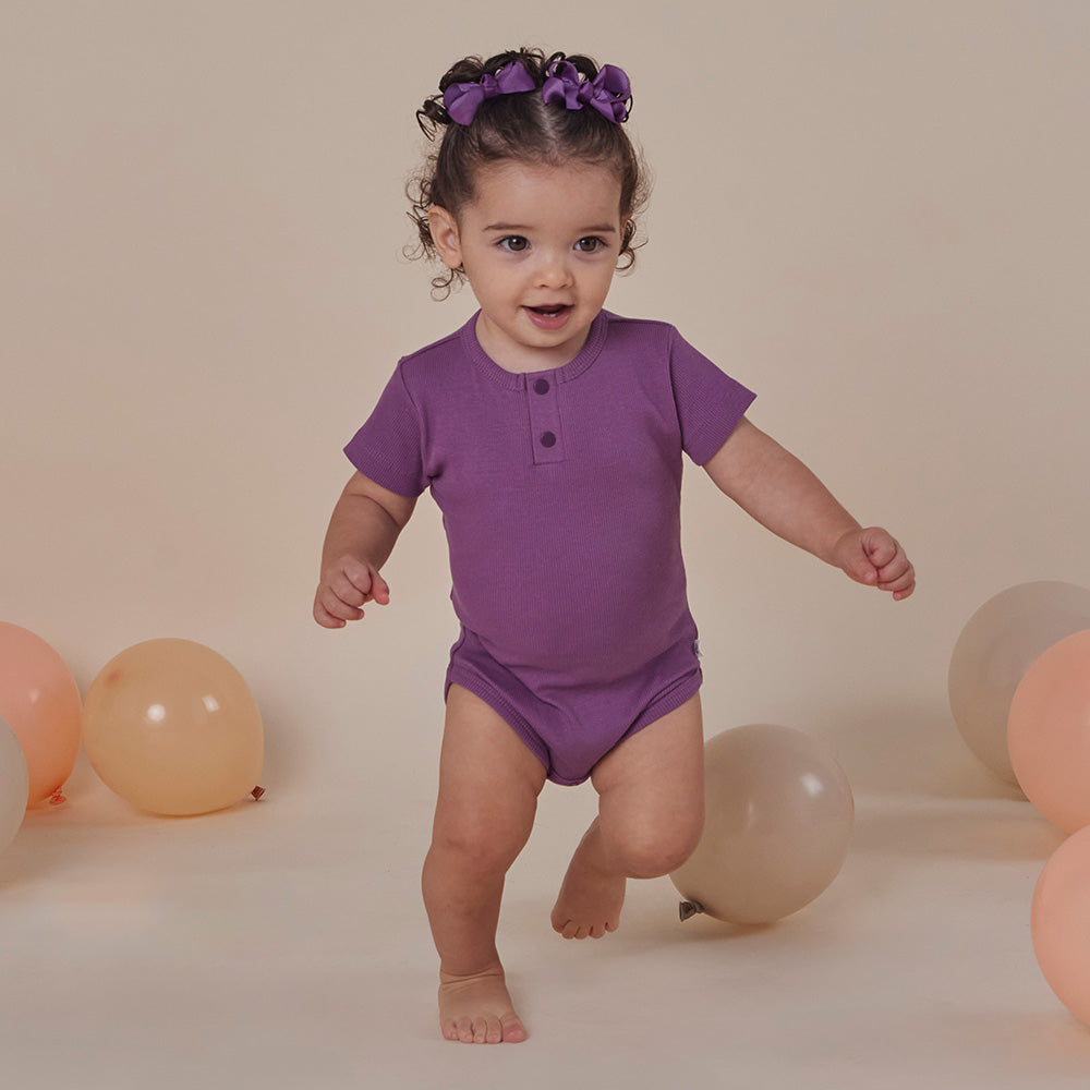 Mulberry Rib Short Sleeve Organic Bodysuit - View 8