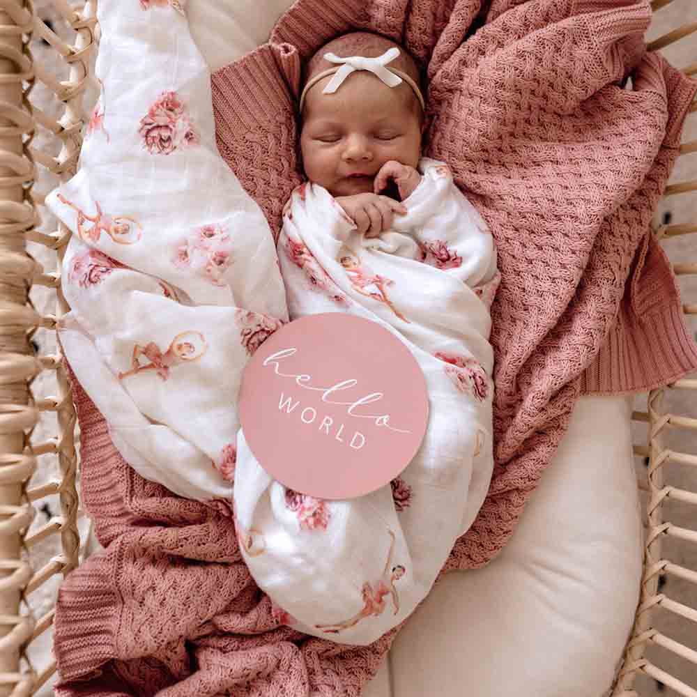 Ballerina Muslin Wrap Birth Announcement Set - View 3