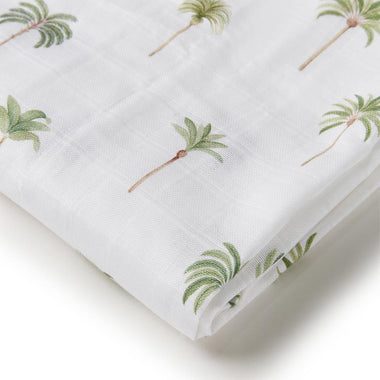 Green Palm Muslin Wrap Birth Announcement Set-Snuggle Hunny