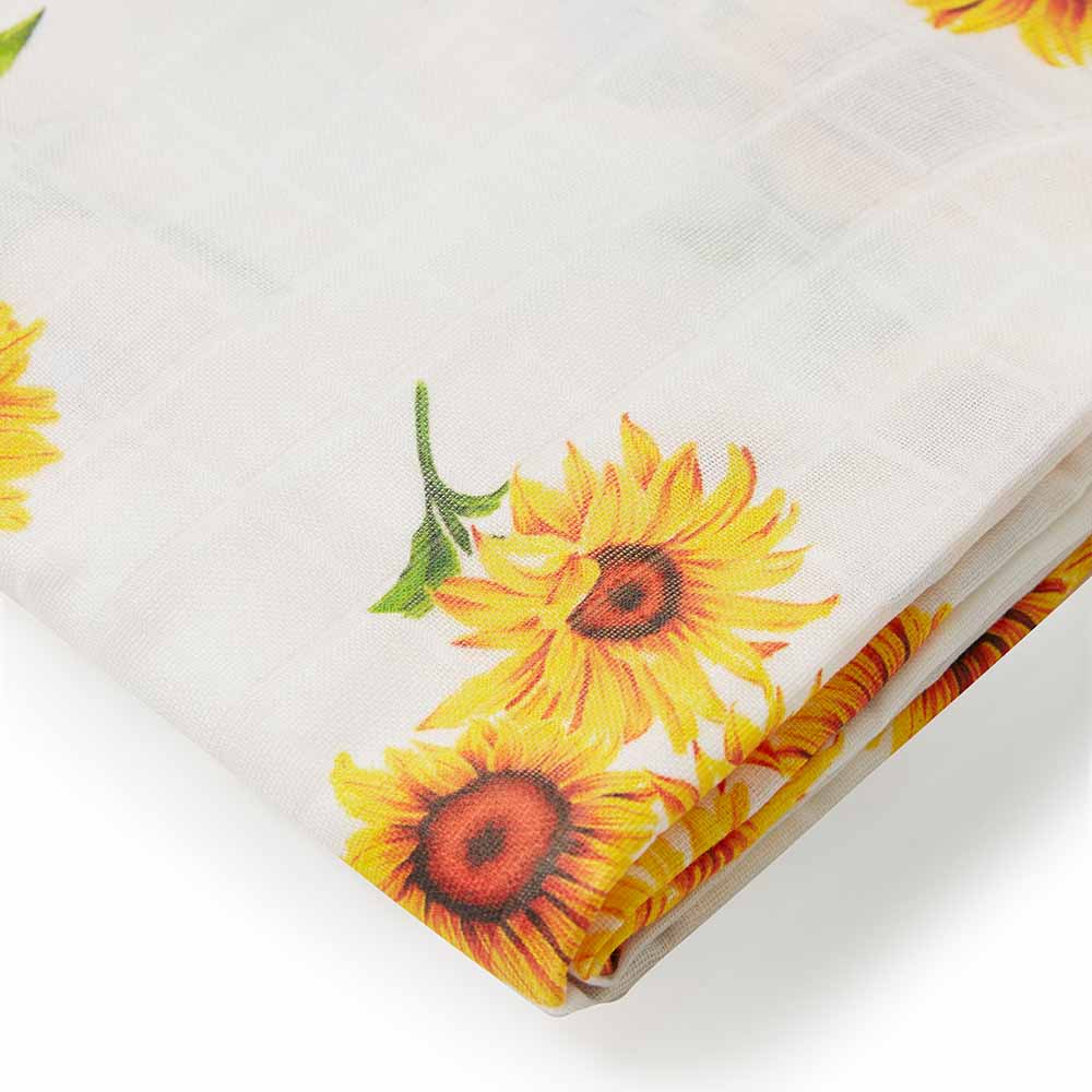 Sunflower Muslin Wrap Birth Announcement Set - View 2