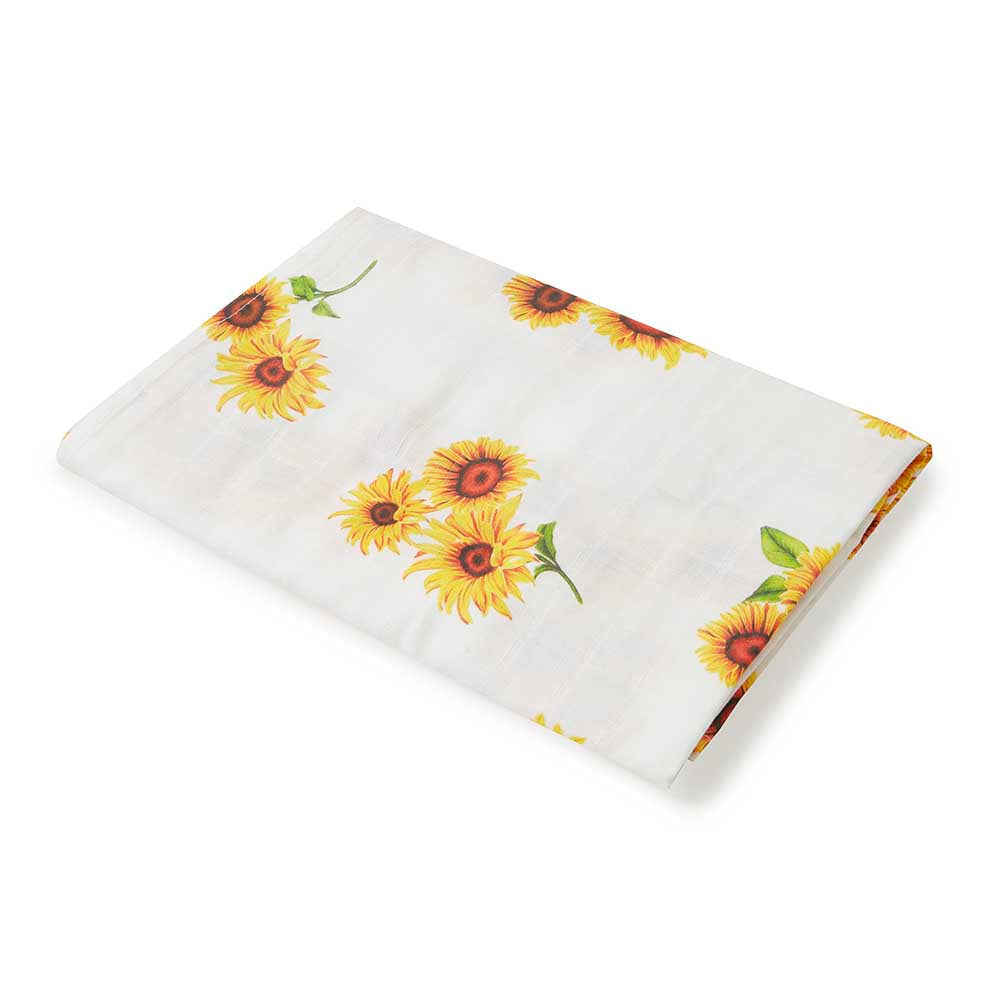 Sunflower Muslin Wrap Birth Announcement Set - View 4