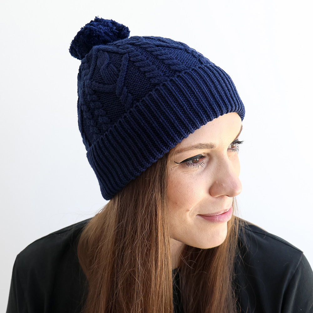 Navy Organic Adult Knit Beanie - View 3