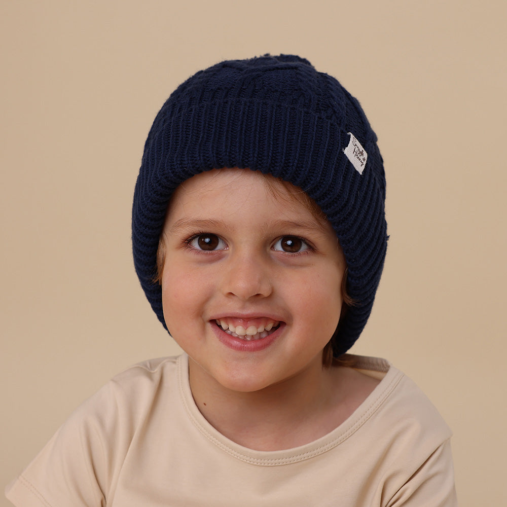Navy Organic Baby Knit Beanie - View 6