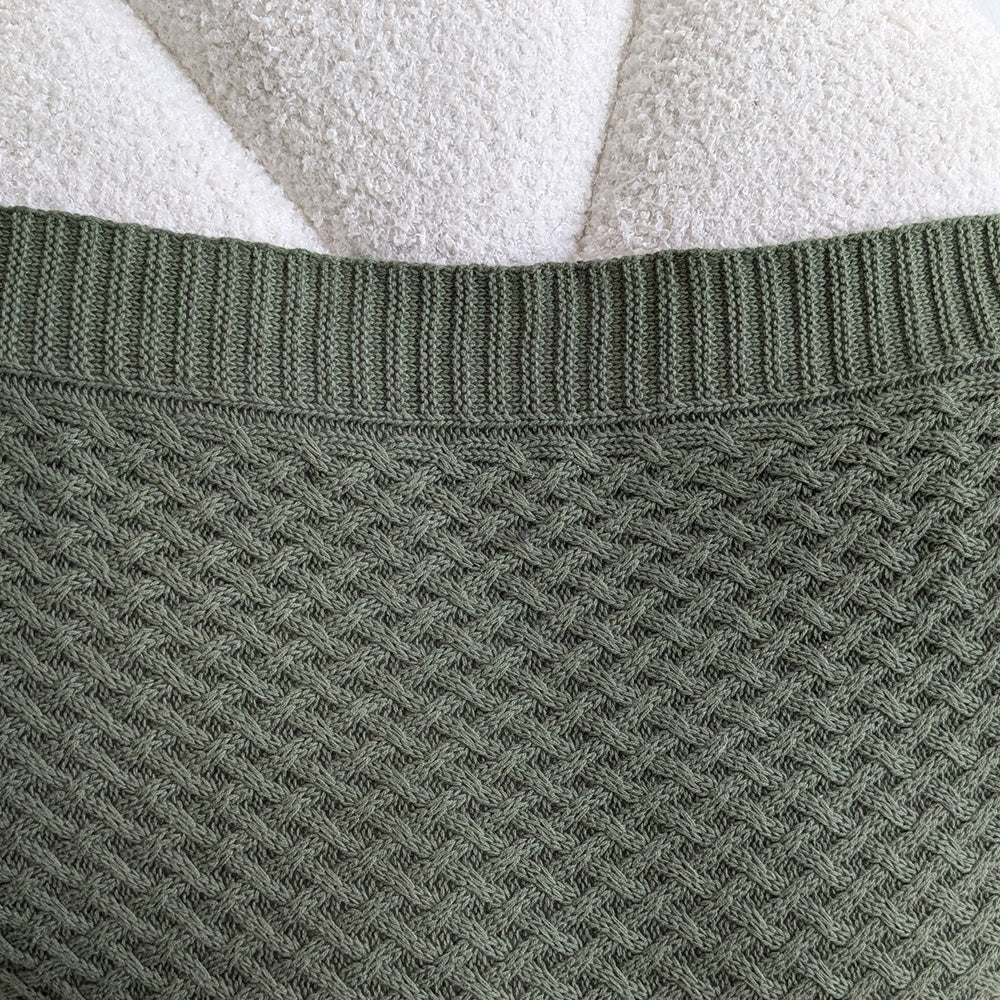 Olive Diamond Knit Organic Baby Blanket - View 6