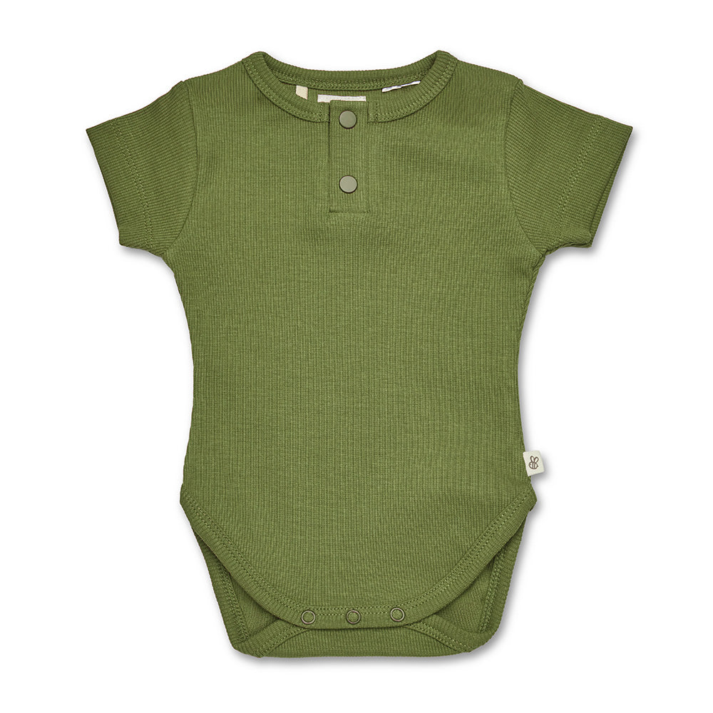 Olive Short Sleeve Organic Bodysuit - View 2