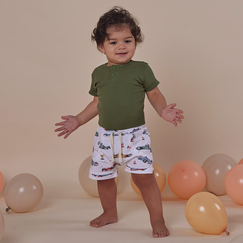 Olive Short Sleeve Organic Bodysuit - View 3