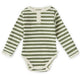 Olive Stripe Long Sleeve Organic Bodysuit - Thumbnail 2