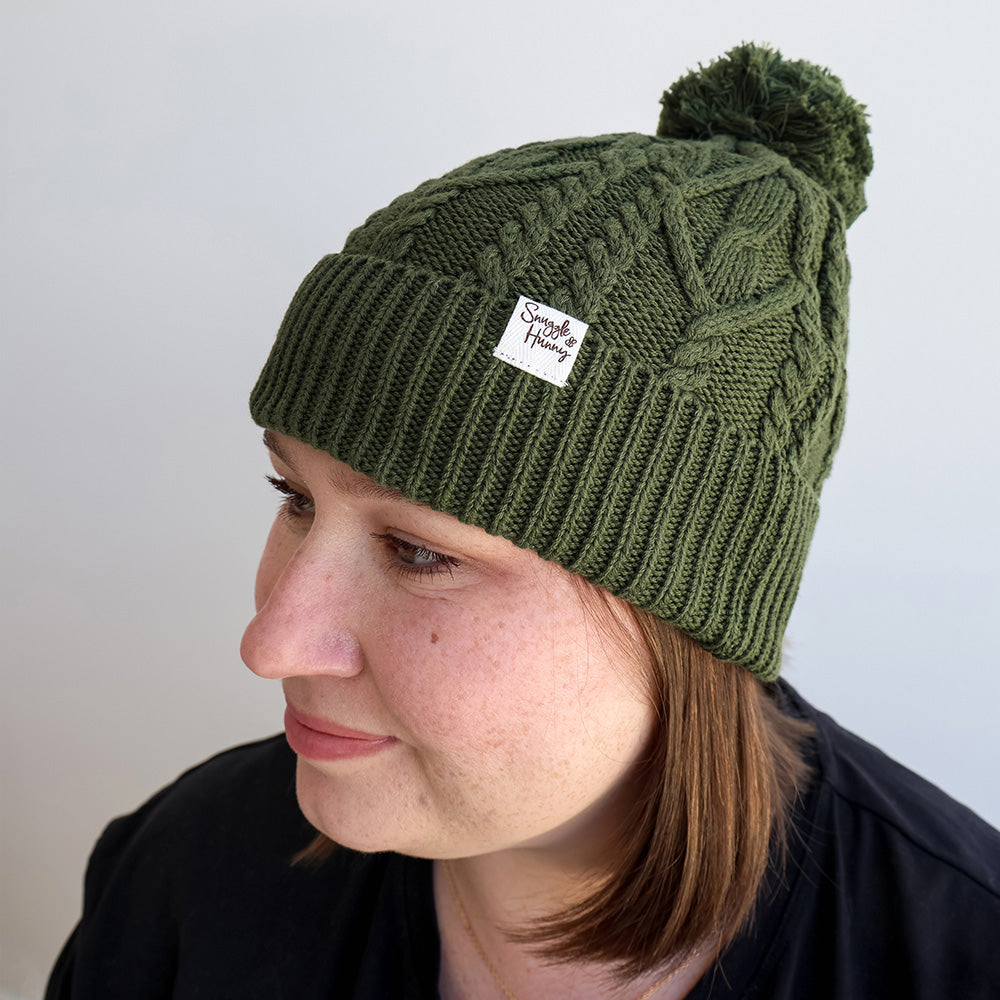 Olive Organic Adult Knit Beanie - View 4