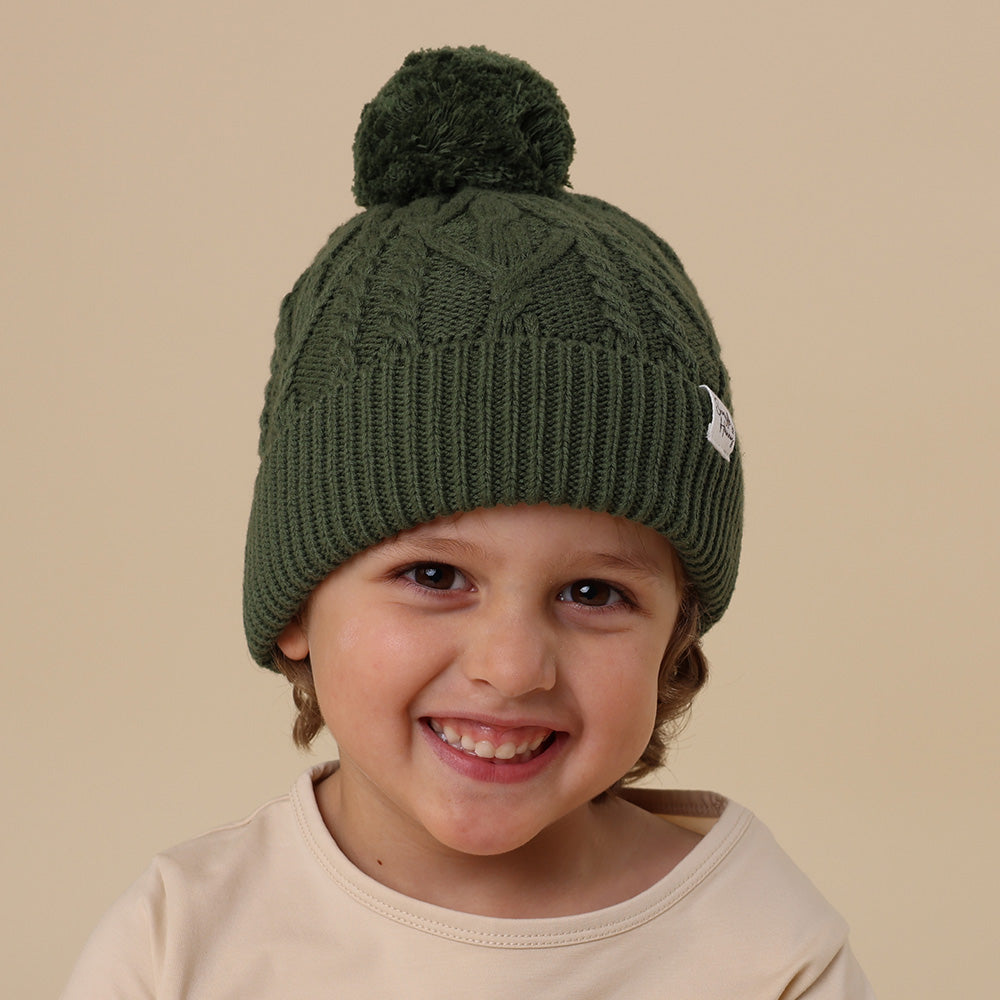 Olive Organic Baby Knit Beanie - View 1