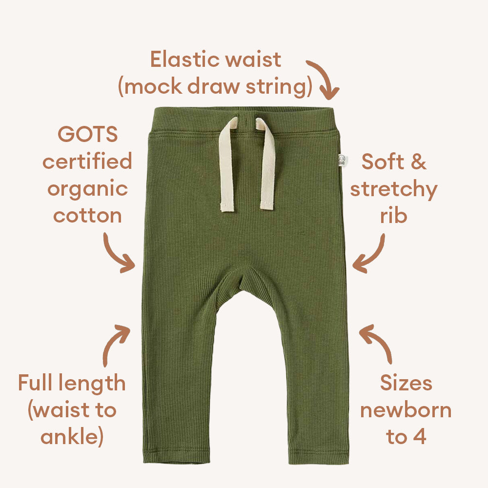 Olive Organic Pants - View 4