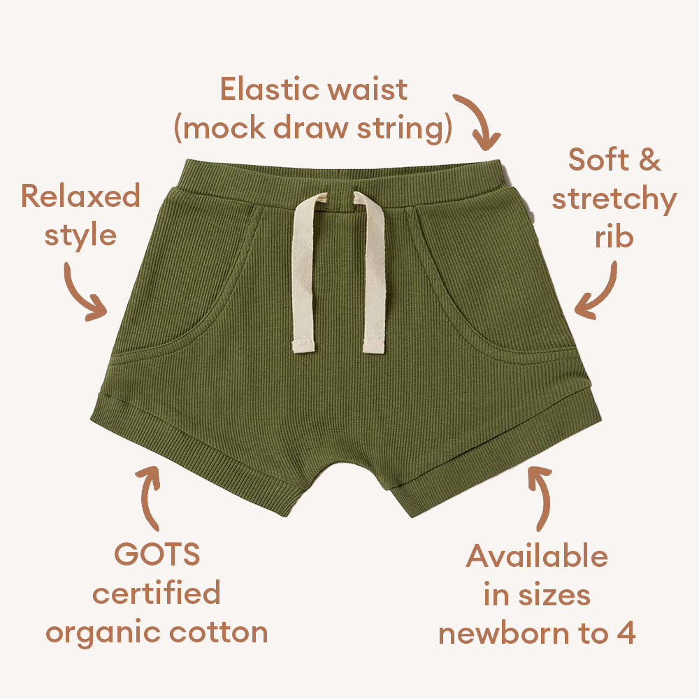 Olive Organic Shorts - View 4