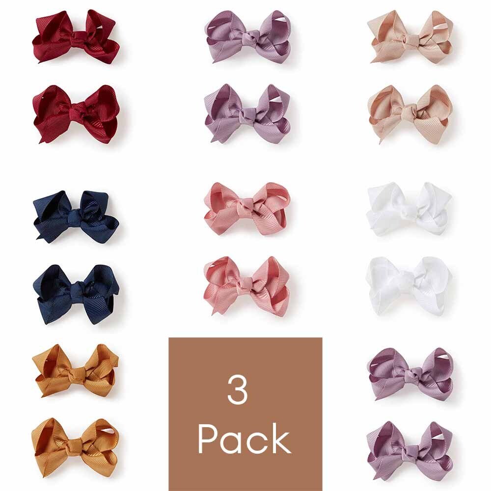 Piggy Tail Bow Hair Clips Pair 3 Pack - View 1