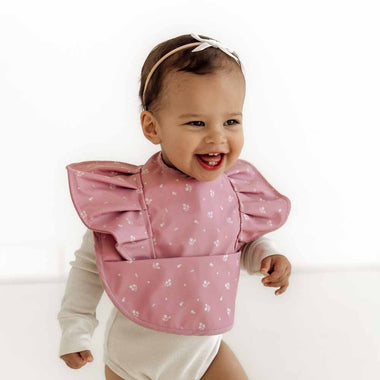 Pink Fleur Frill Snuggle Bib-Snuggle Hunny