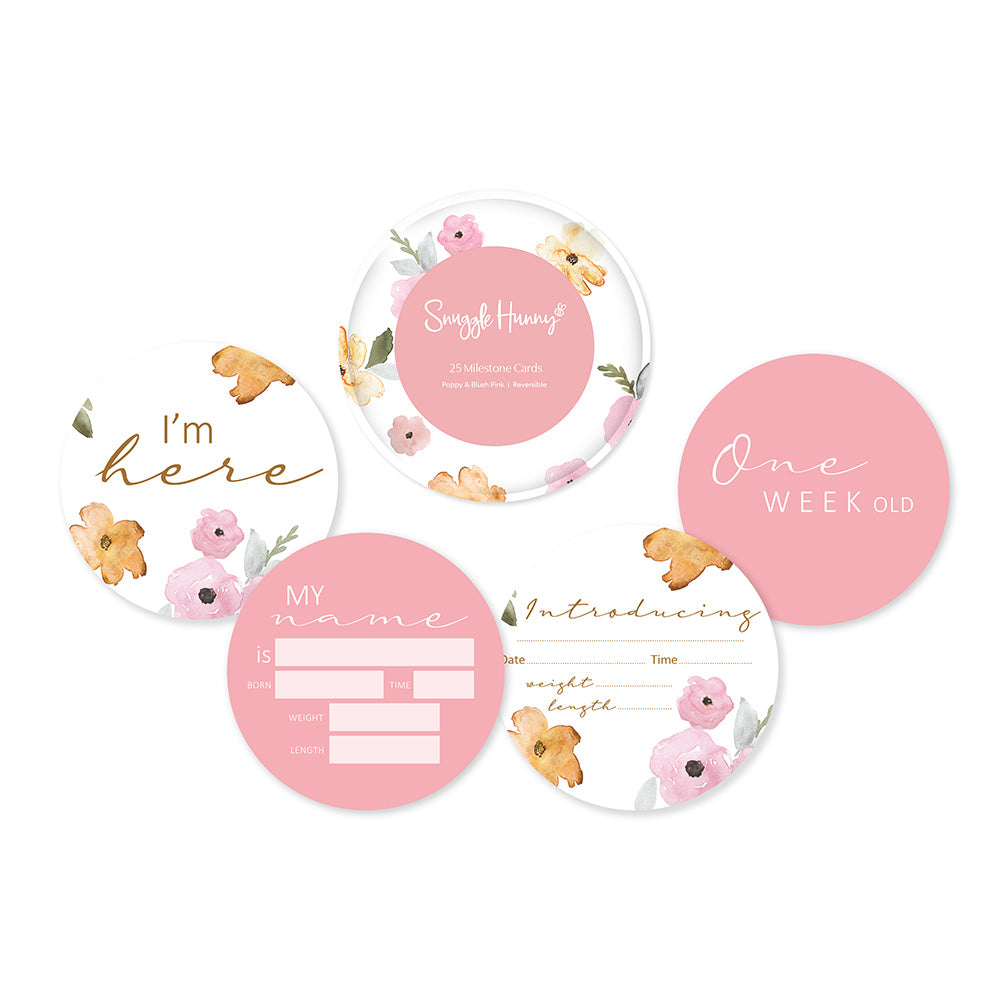 Poppy & Blush Pink Reversible Milestone Cards - View 1