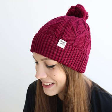 Raspberry Organic Adult Knit Beanie | Snuggle Hunny