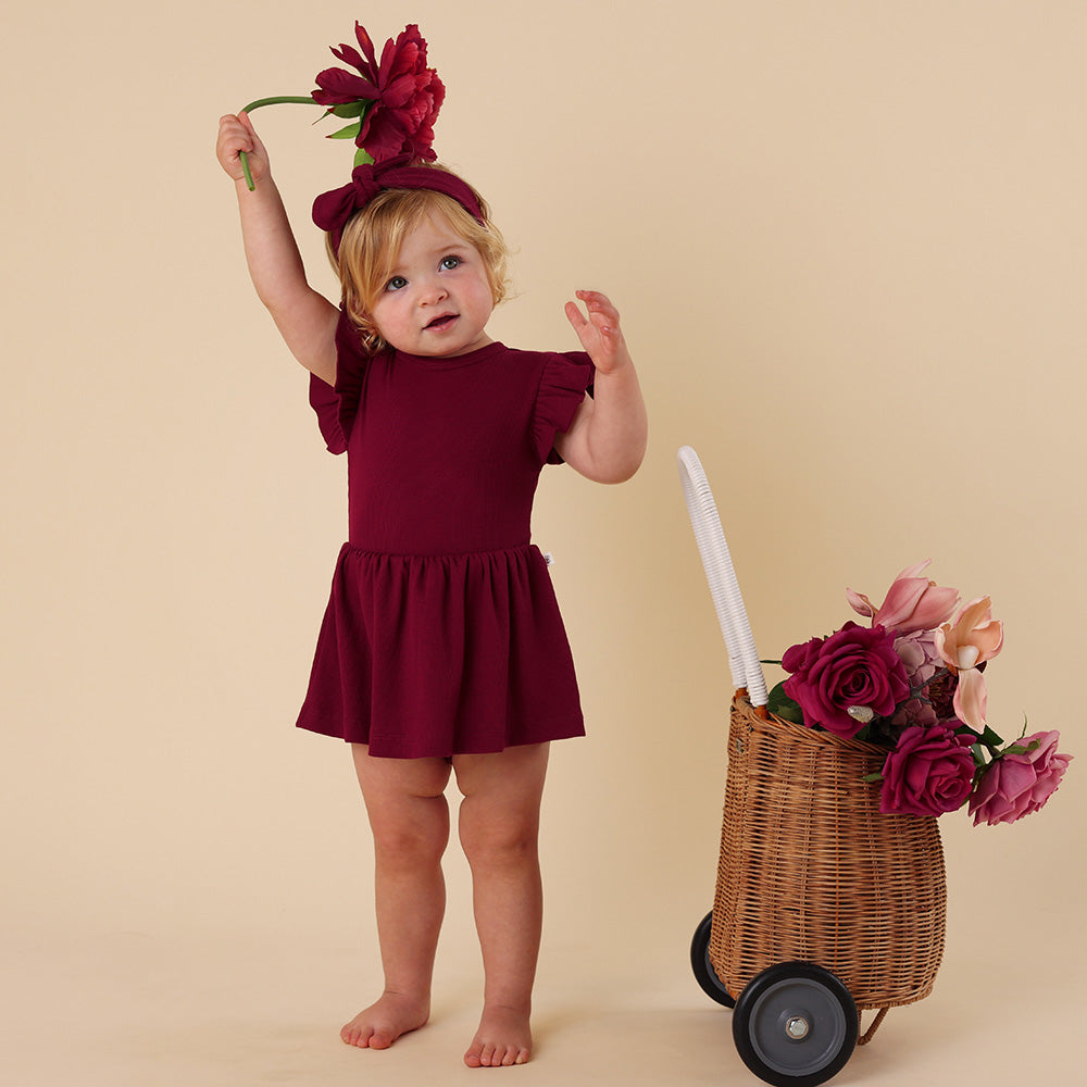 Raspberry Short Sleeve Organic Dress - View 6