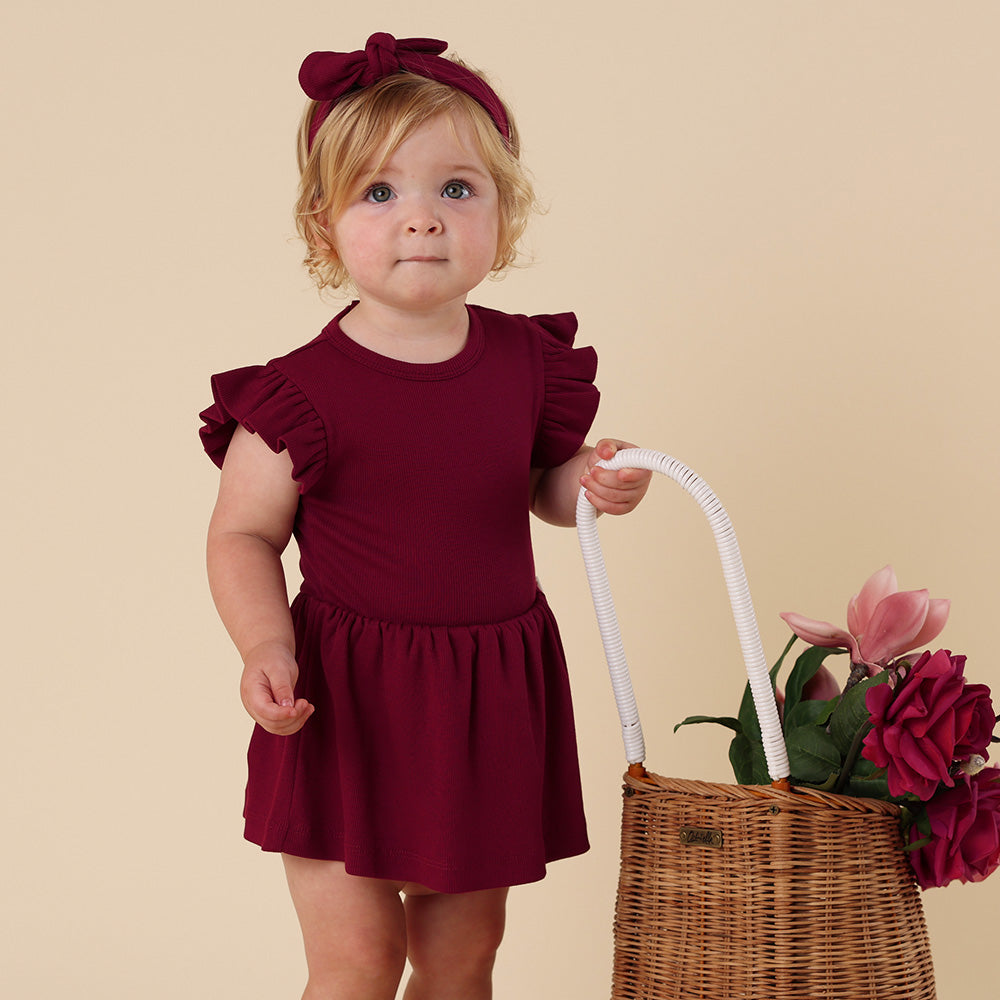 Raspberry Short Sleeve Organic Dress - View 4