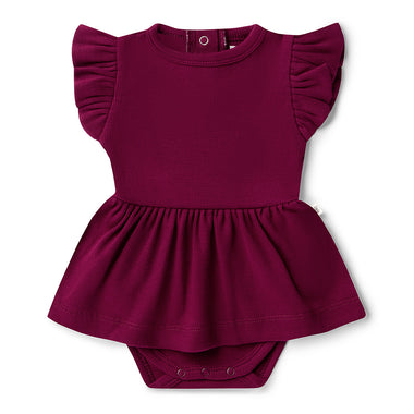 Raspberry Short Sleeve Organic Dress | Snuggle Hunny