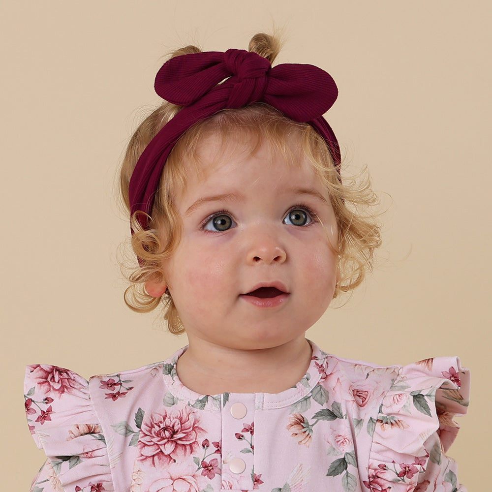 Baby Raspberry Print Raspberry Ribbed Organic Baby and Toddler Topknot | Snuggle Hunny