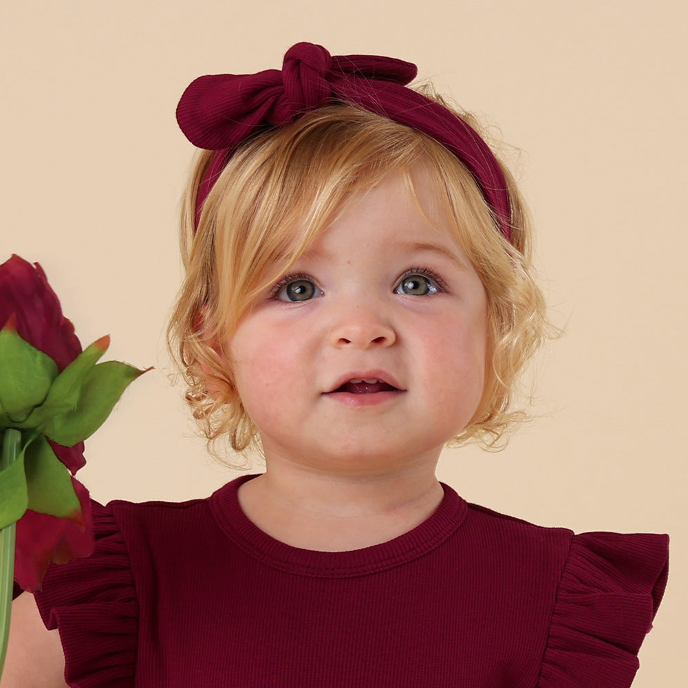 Raspberry Ribbed Organic Topknot - View 8