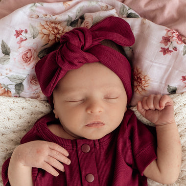 Raspberry Ribbed Organic Topknot | Snuggle Hunny